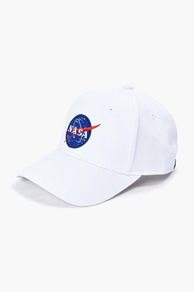 Alpha Industries czapka z daszkiem bawełniana NASA Cap kolor biały z aplikacją 186903.09-BIALY