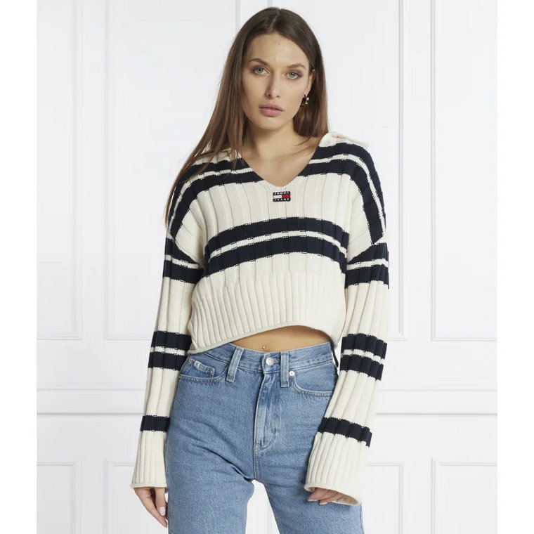 Tommy Jeans Sweter STRIPE EXT | Cropped Fit