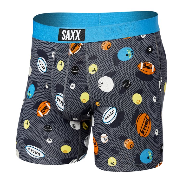 Bokserki męskie szybkoschnące SAXX VIBE Boxer Brief piłki - szare