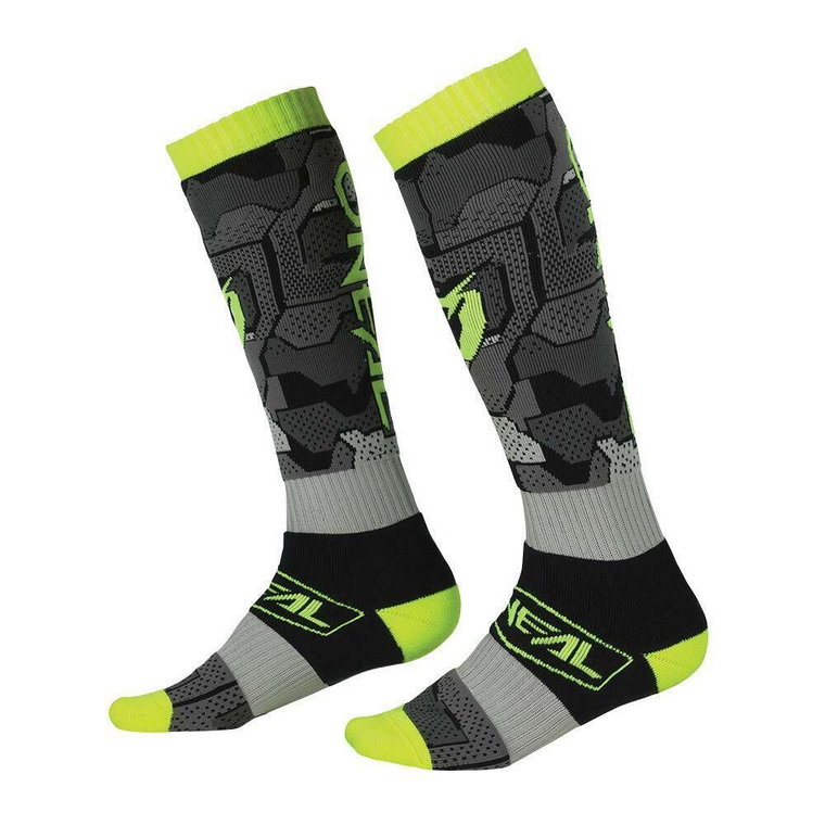 Skarpety rowerowe narciarskie unisex O'Neal Camo V.22 gray/neon yellow