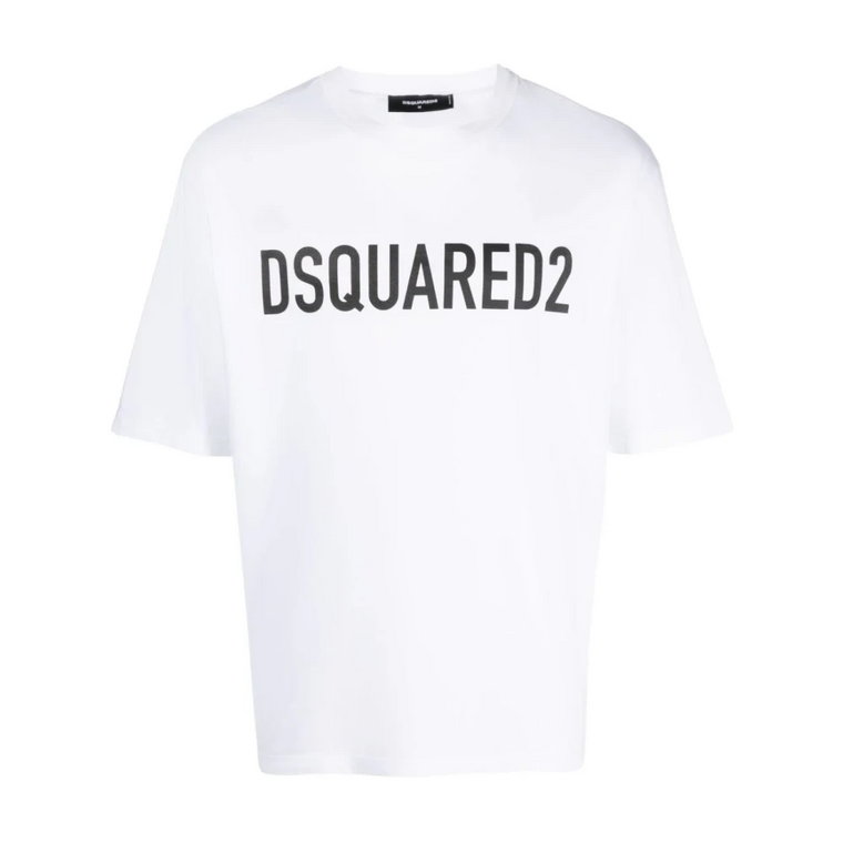 Białe T-shirty i Pola z Okrągłym Dekoltem Dsquared2