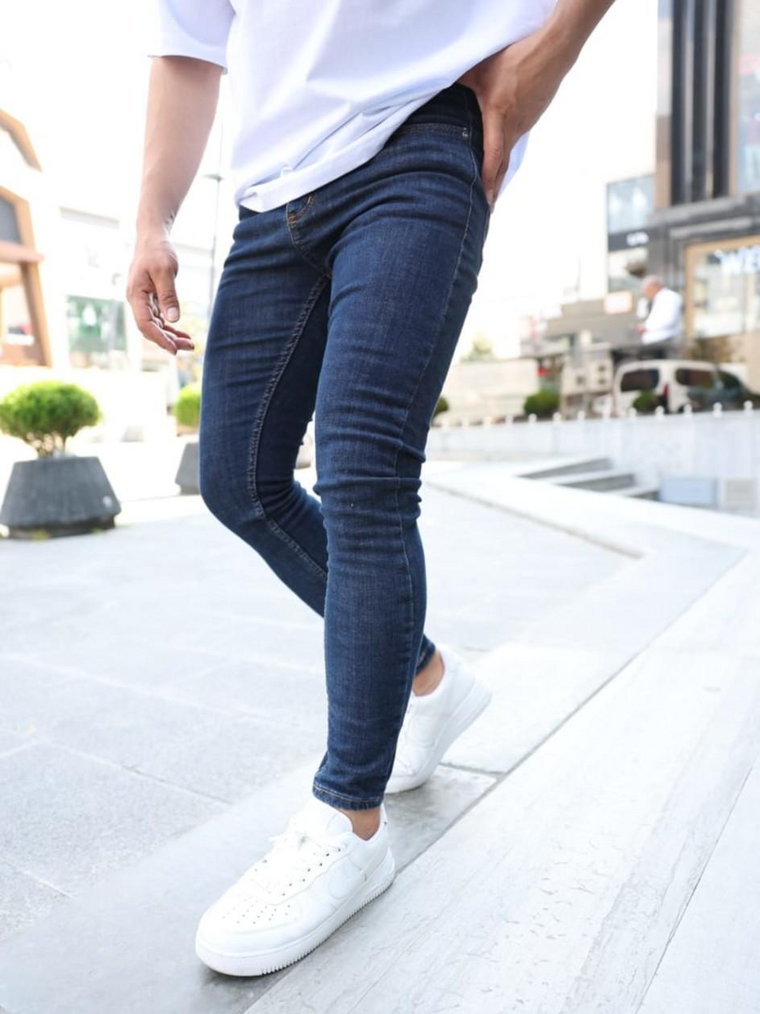 Spodnie Jeansowe Skinny Fit Męskie Granatowe i8 Denim Classic