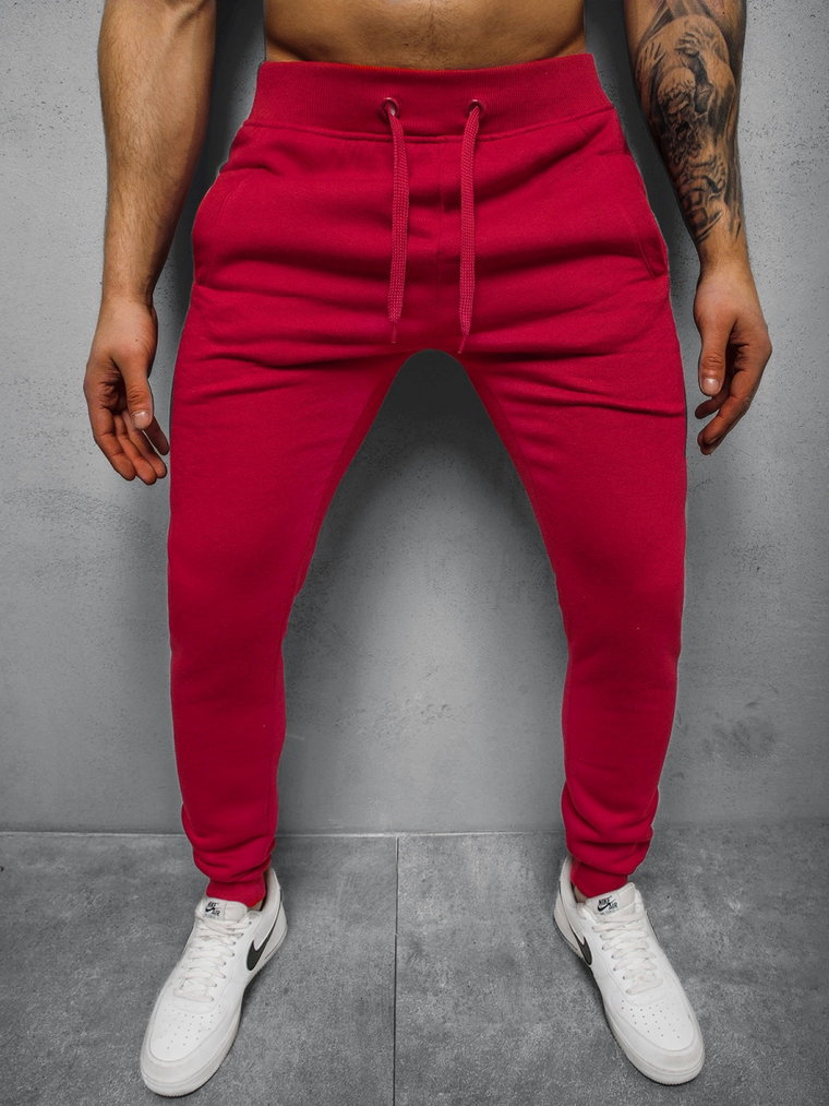 Spodnie dresowe męskie ciemnoczerwone OZONEE JS/XW01/59