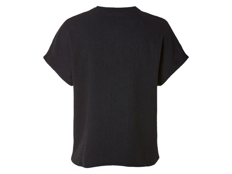 esmara T-shirt damski z marszczoną strukturą (XS (32/34), Czarny)