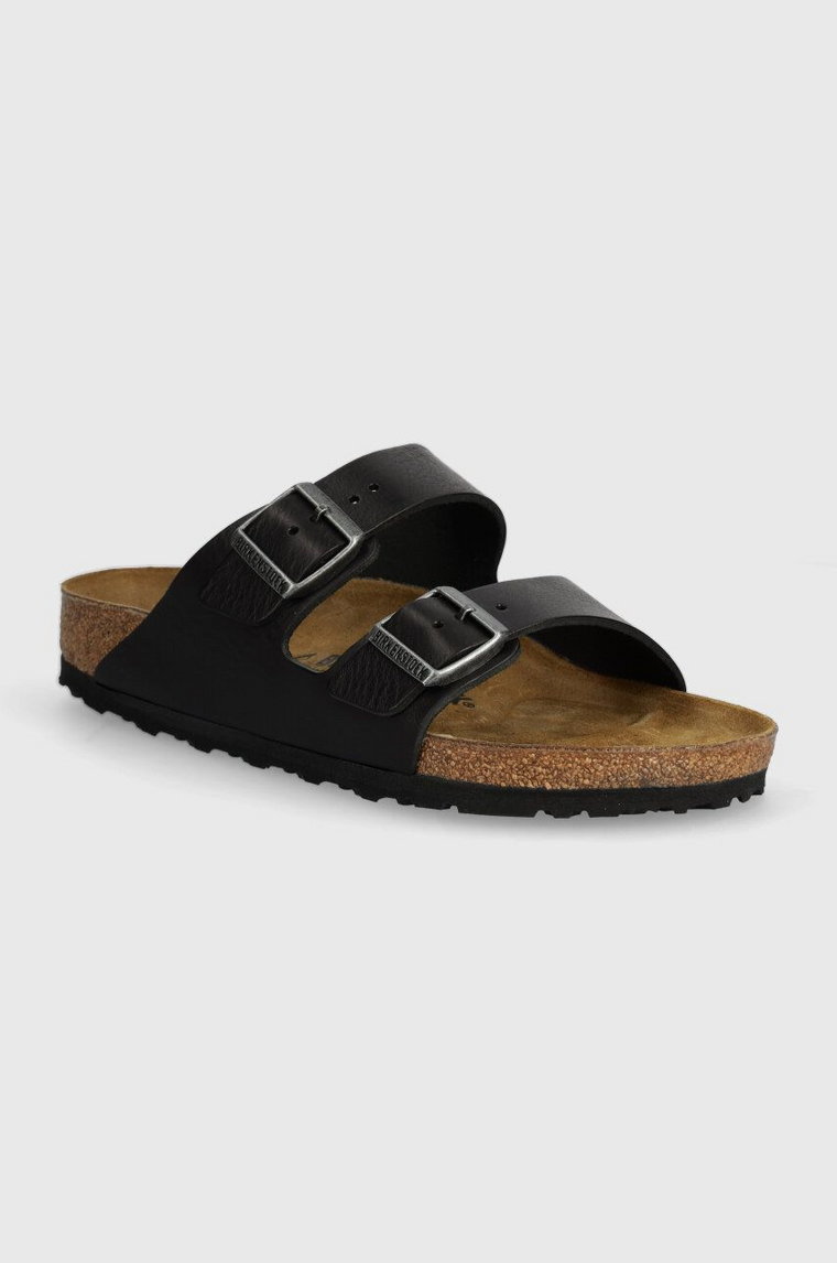 Birkenstock klapki skórzane Arizona Grip męskie kolor czarny 1023115