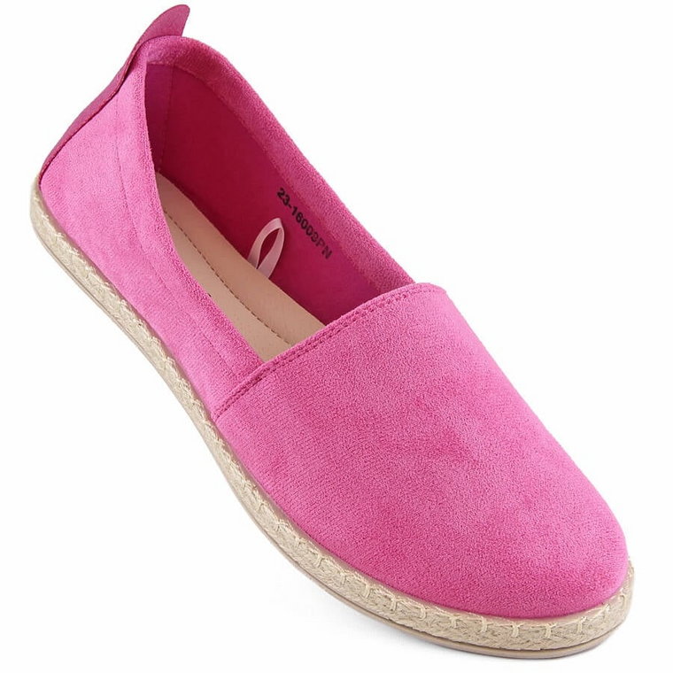 Espadryle zamszowe damskie wsuwane różowe Potocki W16009