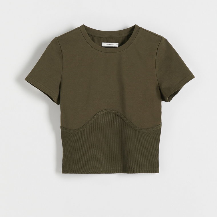 Reserved - T-shirt slim - oliwkowy