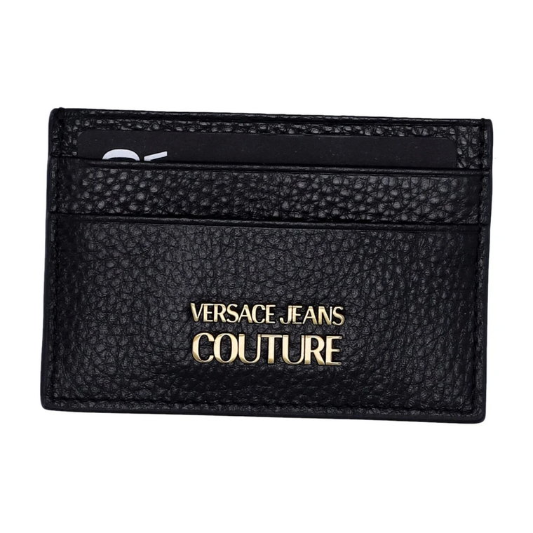 Płaska skórzana portfel młot z zewnętrznym uchwytem i wewnętrznym kieszonkowym dżinsami Versace Couture 73ya5px2-Zp114 czarny Versace Jeans Couture