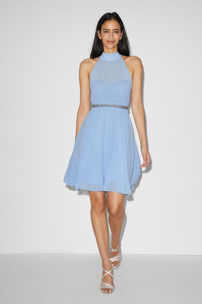 C&A CLOCKHOUSE-sukienka z szyfonu-uroczysty styl, Niebieski, Rozmiar: 38