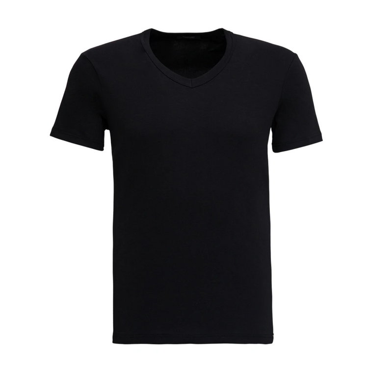 Czarna koszulka z dekoltem w serek dla mężczyzn Tom Ford