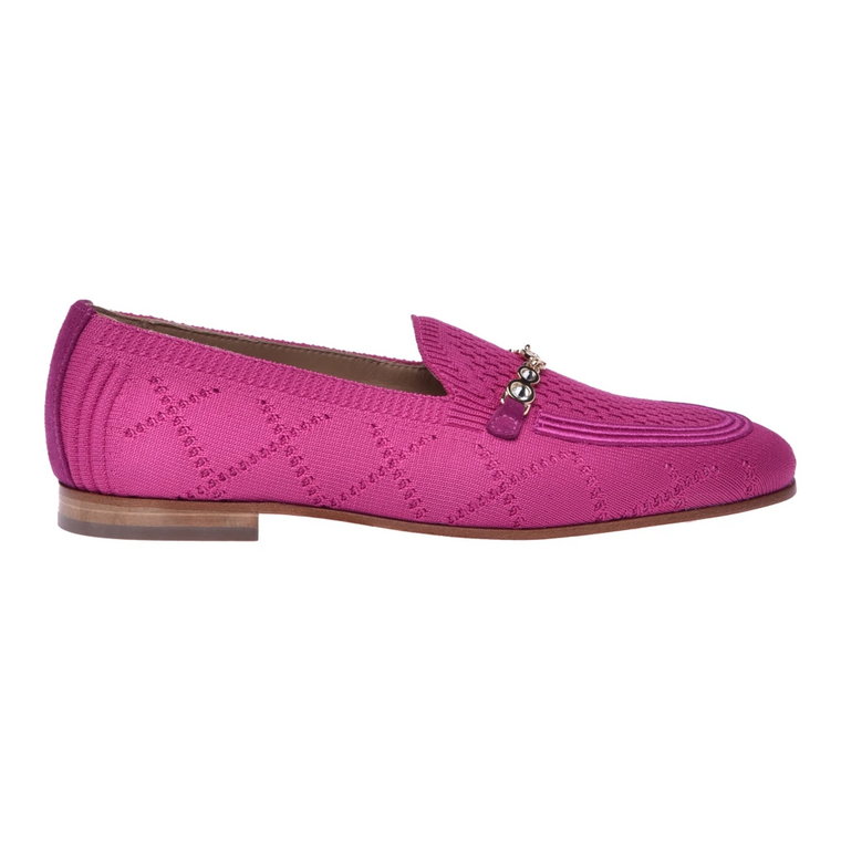 Fuchsia embroidered fabric loafers Baldinini