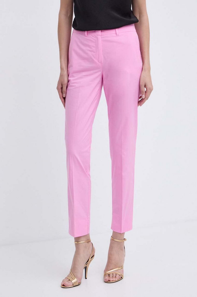 Marella spodnie damskie kolor fioletowy fason cygaretki high waist 2413131032200