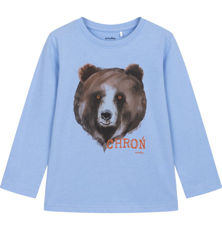 Koszulka T-Shirt Dziecięca Chłopięca Długi Rękaw Jesień Niedźwiedź 128 Endo