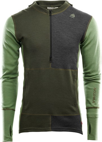 Aclima WarmWool Bluza z zamkiem Mężczyźni, oliwkowy/zielony S 2021 Koszulki bazowe termiczne i narciarskie