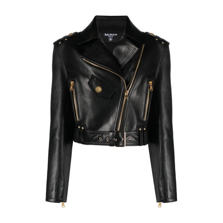 Krótka Skórzana Kurtka Biker Balmain