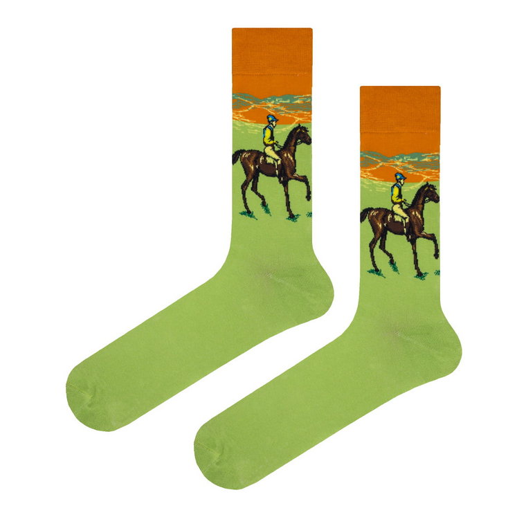 Skarpety kolorowe - zielone - konie EM