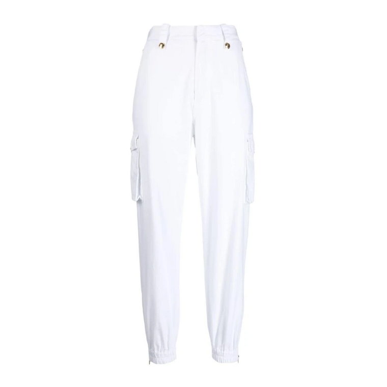 Białe spodnie o wysokim staniku i zwężanych nogawkach Ermanno Scervino