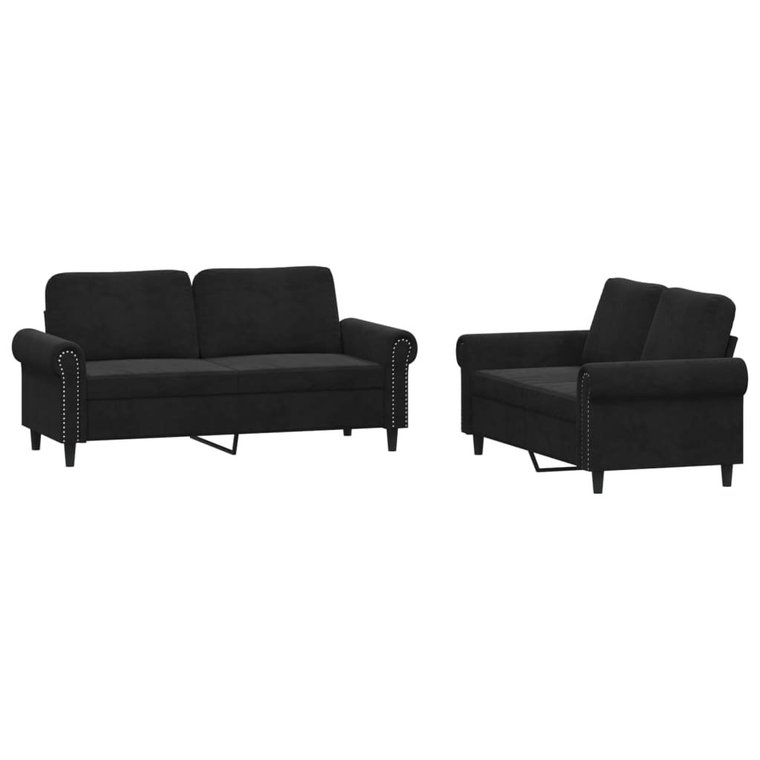 Sofa aksamitowa 2-osobowa czarna 140 cm