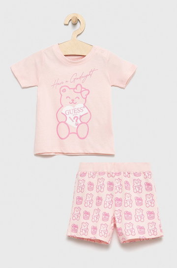 Guess piżama dziecięca kolor różowy z nadrukiem