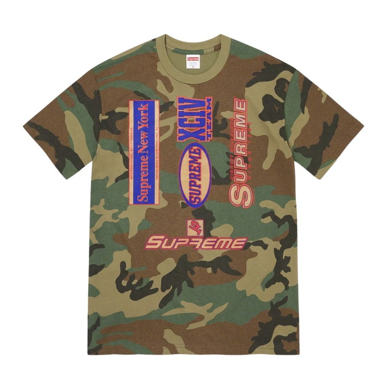 Limitowana edycja Multi Logos Tee Woodland Camo Supreme