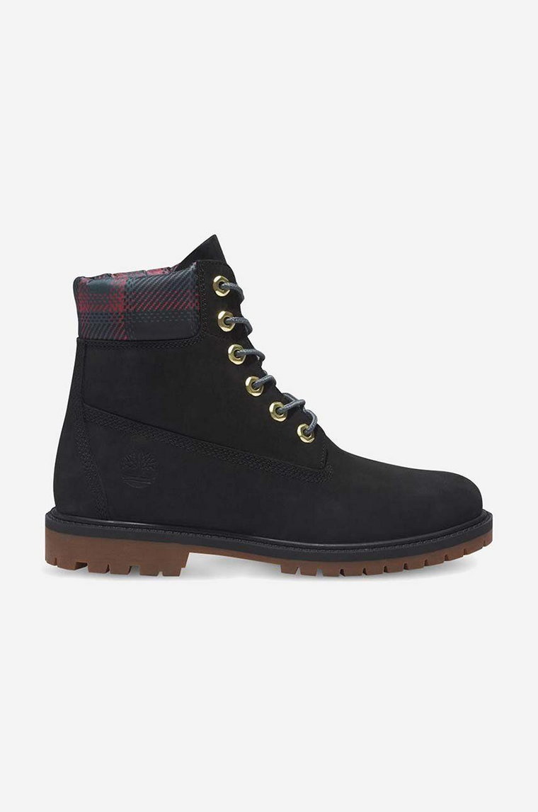 Timberland workery zamszowe 6IN Hert BT Cupsole W damskie kolor czarny na płaskim obcasie lekko ocieplone A5MBG-BLACK