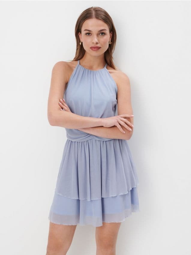 Mohito - Niebieska sukienka mini - błękitny