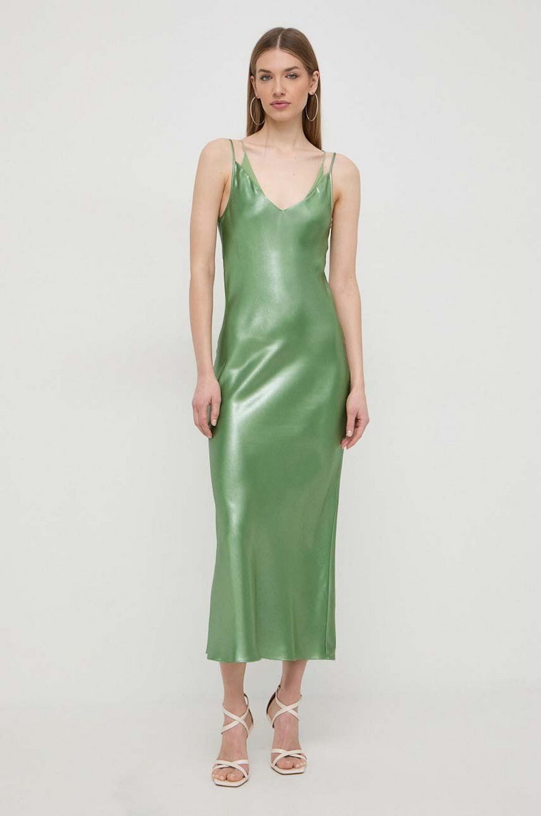 BOSS sukienka kolor zielony maxi prosta 50511832