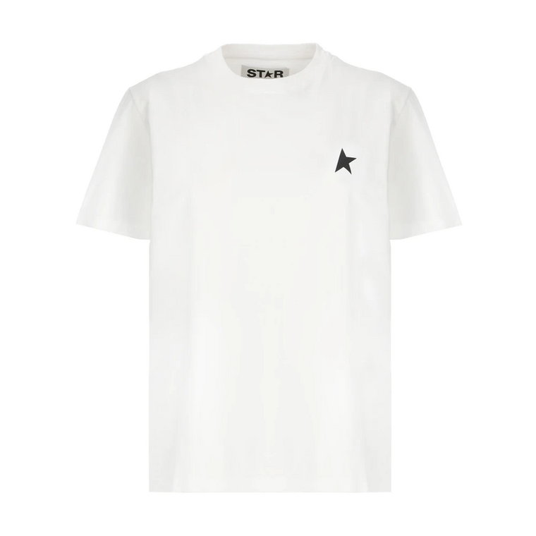 Biała Bawełniana Koszulka z Logo Gwiazdy Golden Goose