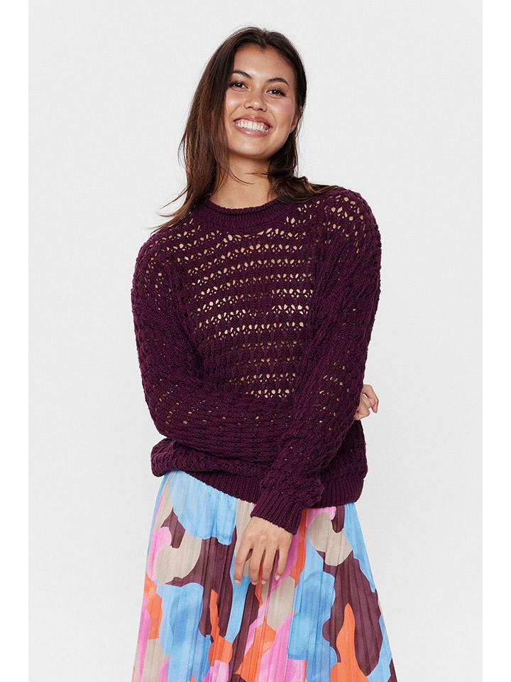 NÜMPH Sweter "Trisia" w kolorze ciemnofioletowym