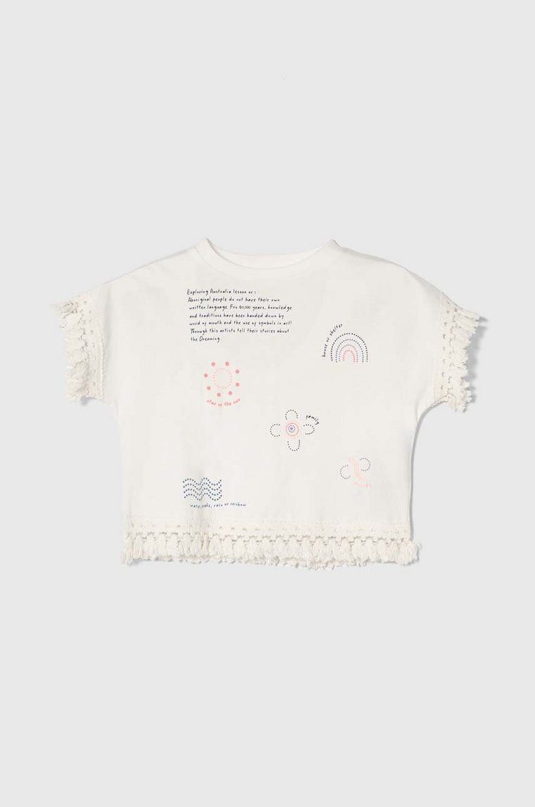 zippy t-shirt bawełniany dziecięcy kolor biały wzorzysty