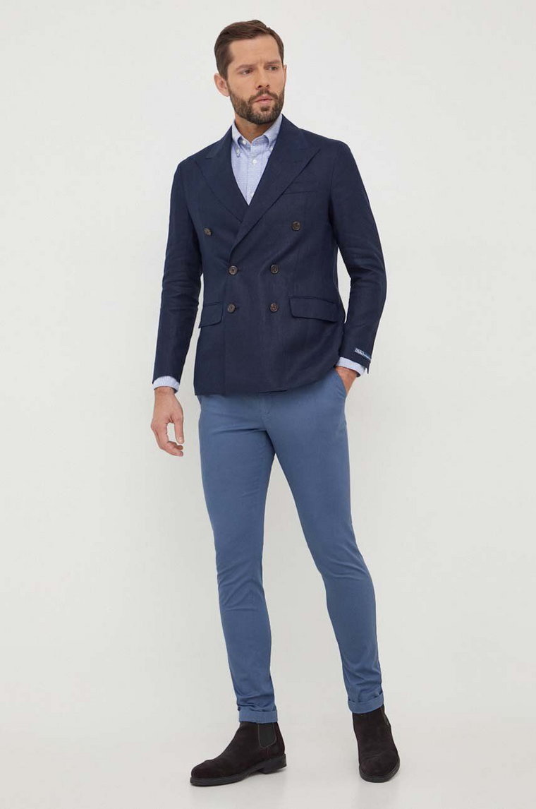 Tommy Hilfiger spodnie męskie kolor niebieski w fasonie chinos MW0MW33937