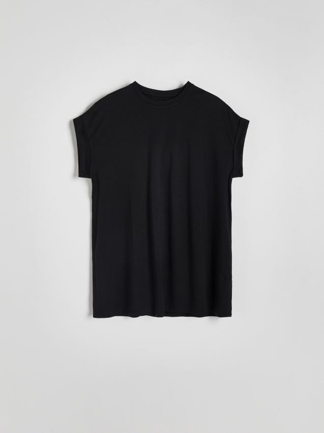 Reserved - T-shirt z modalem - czarny