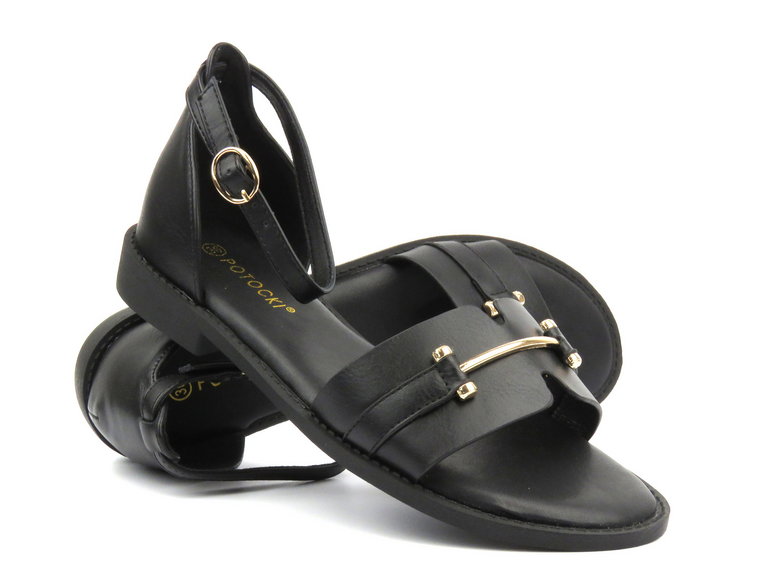Eleganckie sandały damskie - Potocki 24-21322, czarne