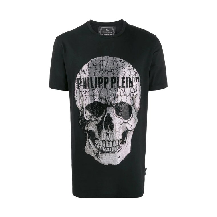 Czarna koszulka z nadrukiem Skull Strass Philipp Plein