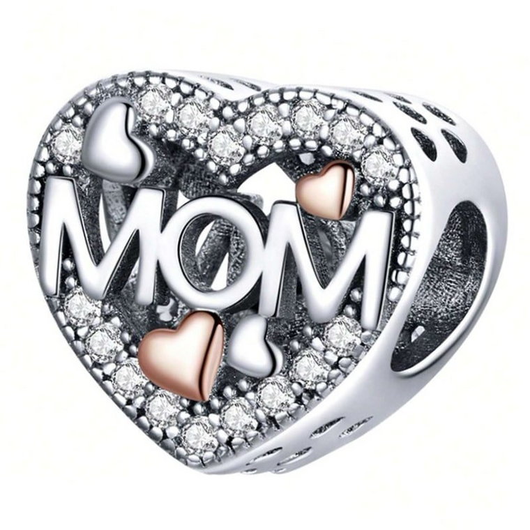 Charms Zawieszka Charms Serce Mom Dla Mamy Srebro 925 Charmsy Trusky