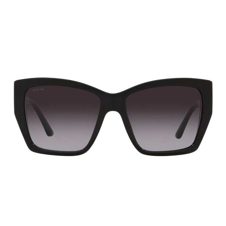 Unikalne okulary przeciwsłoneczne w kształcie kwadratu z czarną oprawą i szarymi soczewkami Bvlgari