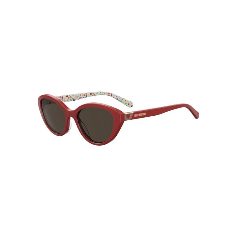 Czerwona Oprawka Stylowe Okulary Przeciwsłoneczne Love Moschino