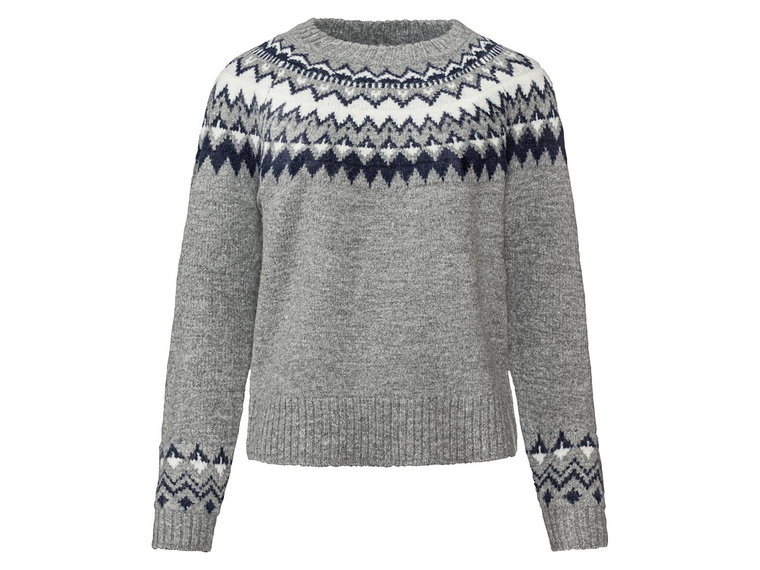 esmara Sweter damski w stylu norweskim (Szary, S (36-38))