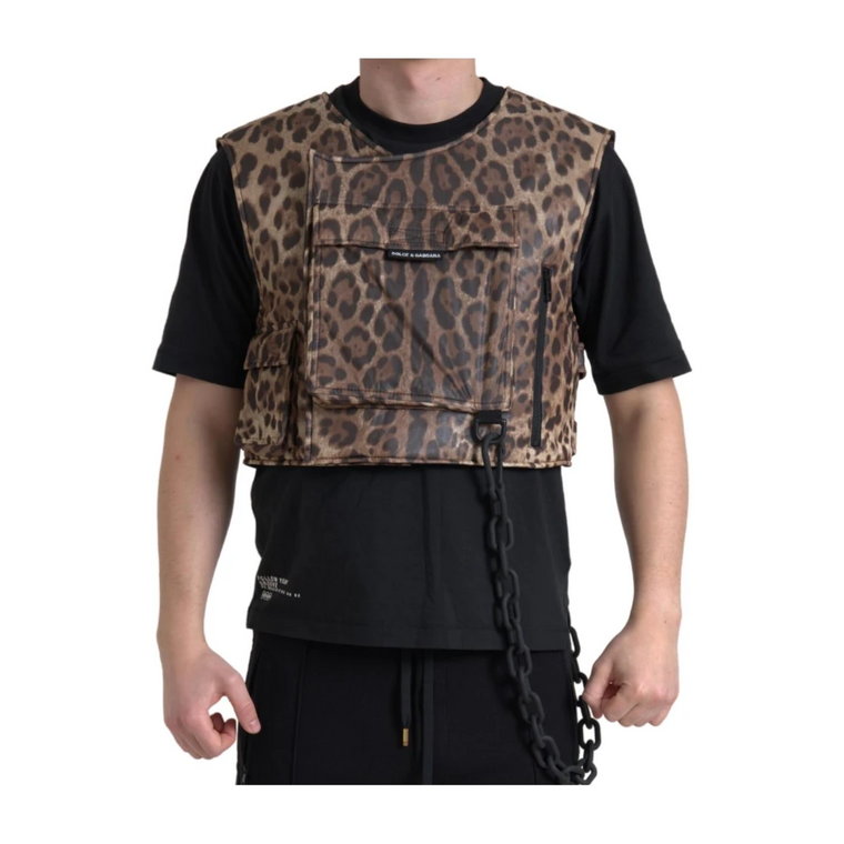 Leopardowy Jedwabny Bezrękawnik Sportowy Dolce & Gabbana