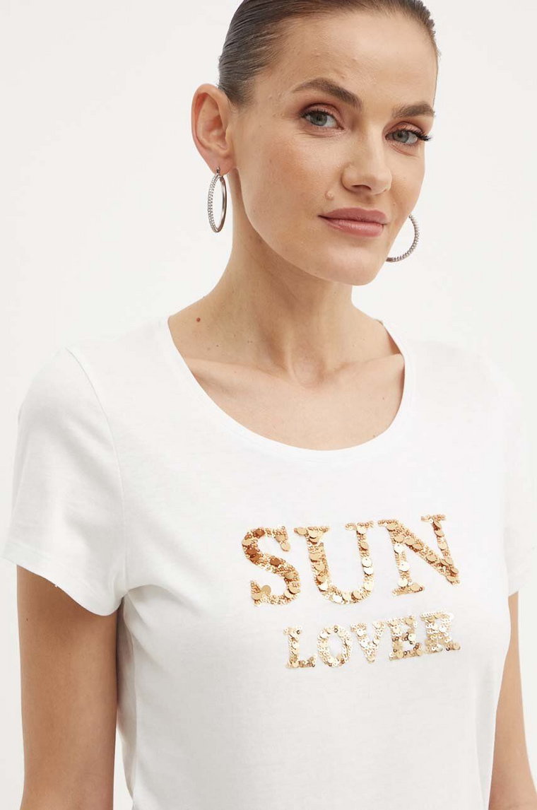 Morgan t-shirt DSUN damski kolor biały