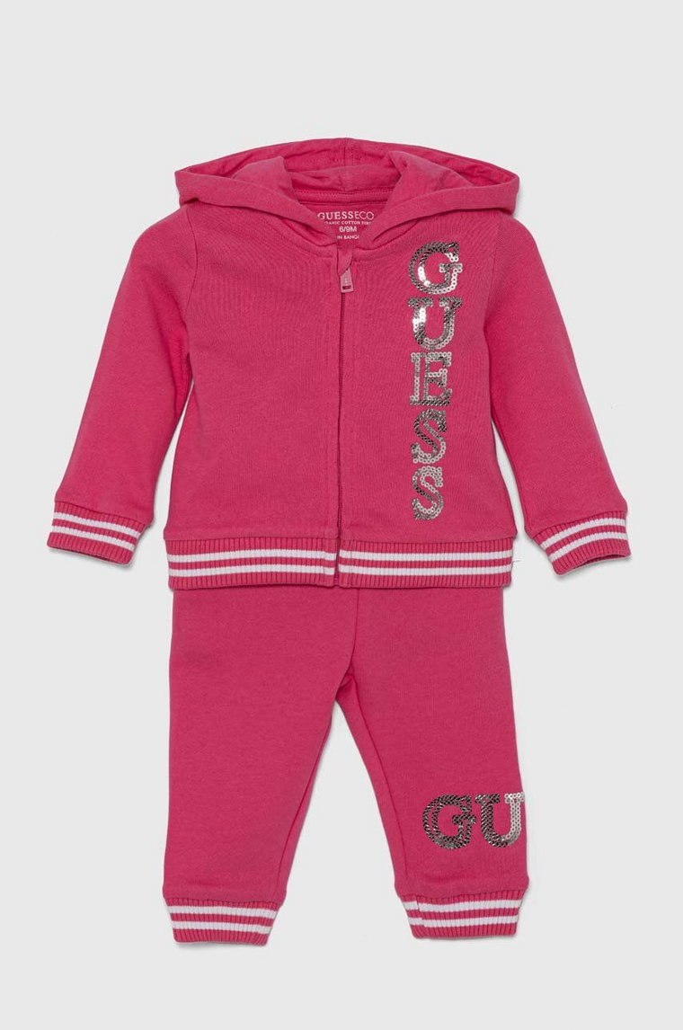 Guess dres bawełniany niemowlęcy kolor różowy A4YG00 KA6R4