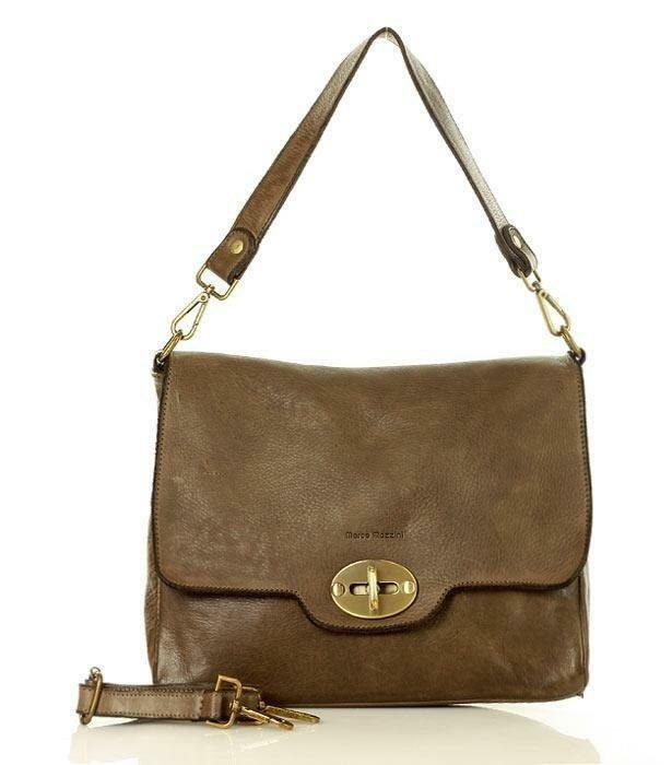 Walkirie włoska Torebka skórzana crossbody old pelle lavata beż khaki