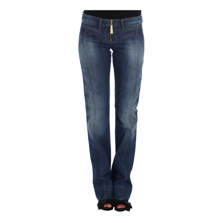 Blue Wash Cotton Stretch Boot Cut Jeans Roberto Cavalli