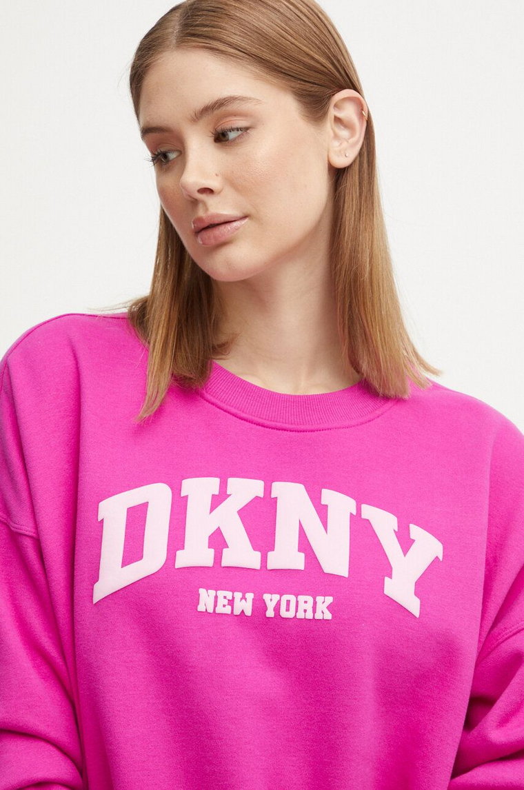 Dkny bluza damska kolor różowy z aplikacją DP4T9944