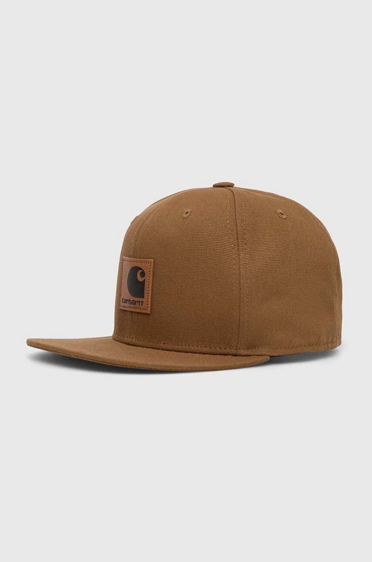 Carhartt WIP czapka z daszkiem bawełniana Logo Cap kolor brązowy z aplikacją I023099.HZXX