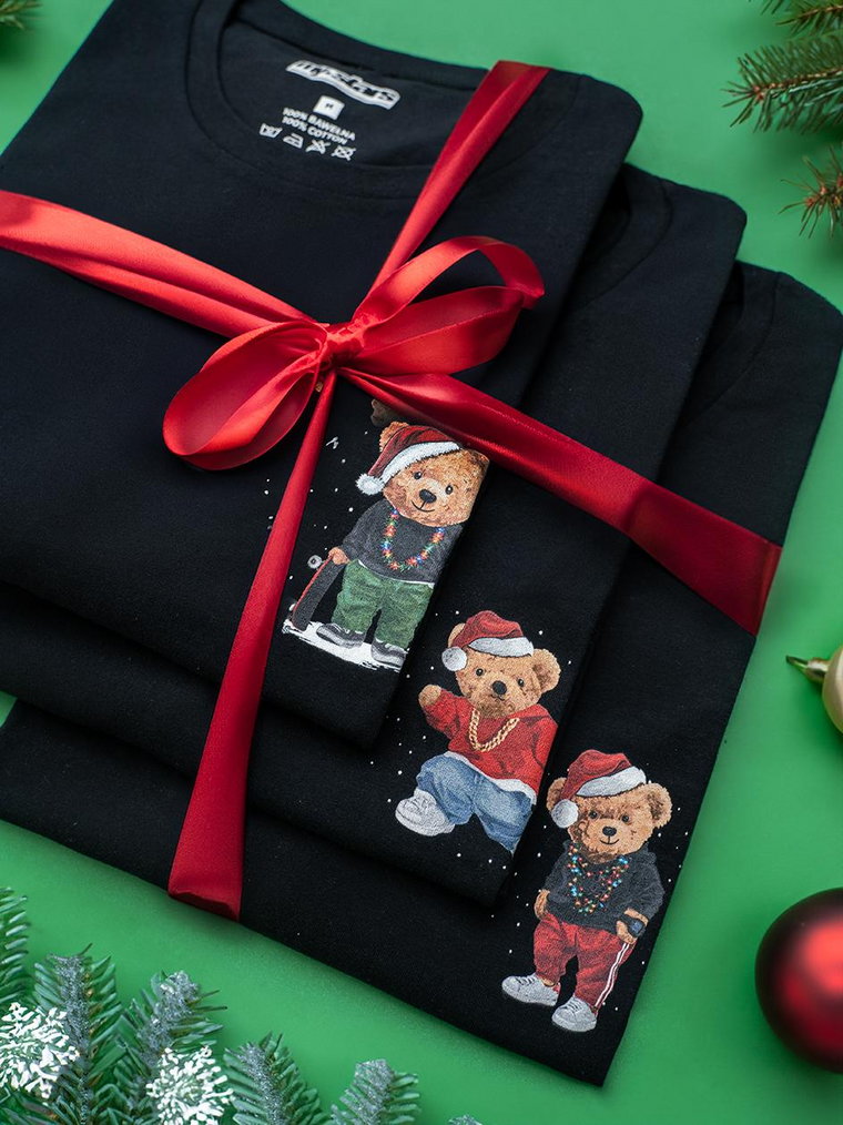 Zestaw 3 T-Shirtów Męskich Czarnych MyStars 3 Pack Christmas Bear