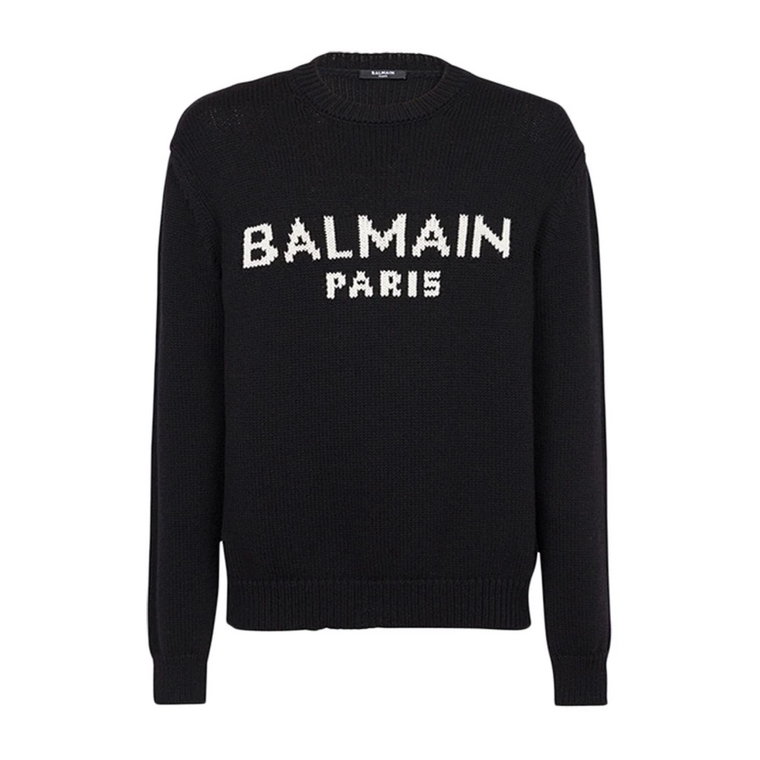 Noir/Blanc Merino Sweter Balmain