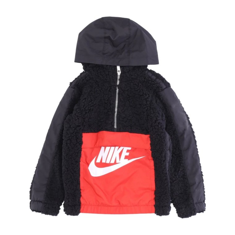 Sherpa Half Zip Dziecięca Bluza Czarna/Czerwona Nike