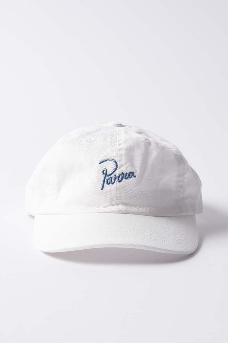 by Parra czapka z daszkiem bawełniana Script Logo 6 Panel Hat kolor biały z aplikacją 51271