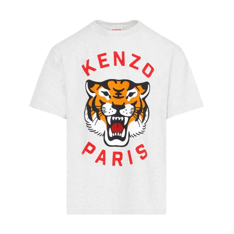 Szary T-shirt z Bawełny Lucky Tiger Kenzo